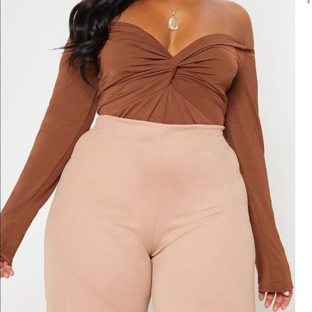 Chocolate Slinky Twist Front Bardot